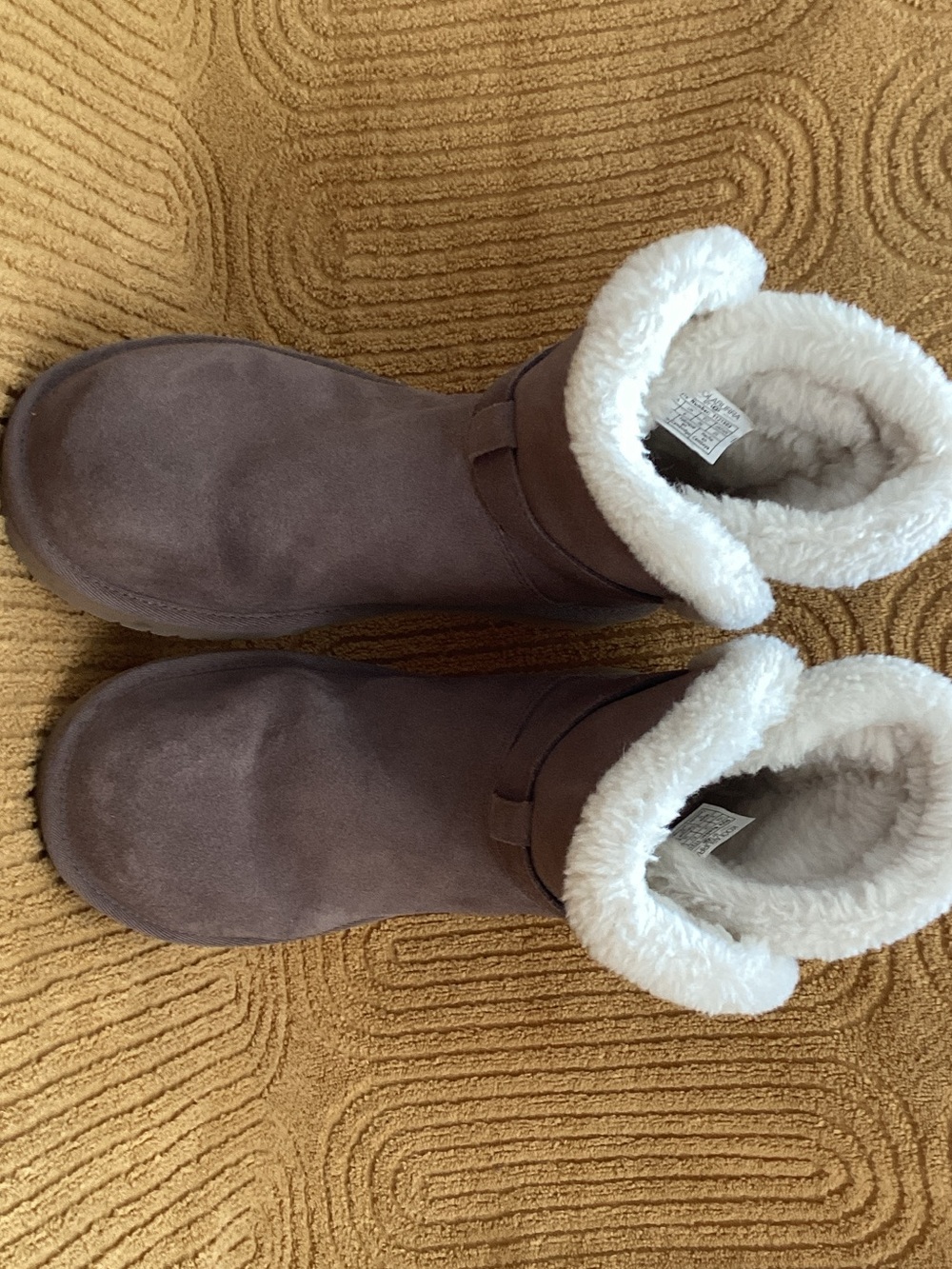 Koolaburra Brown Faux-Suede Shearling-Lined Ankle Boots